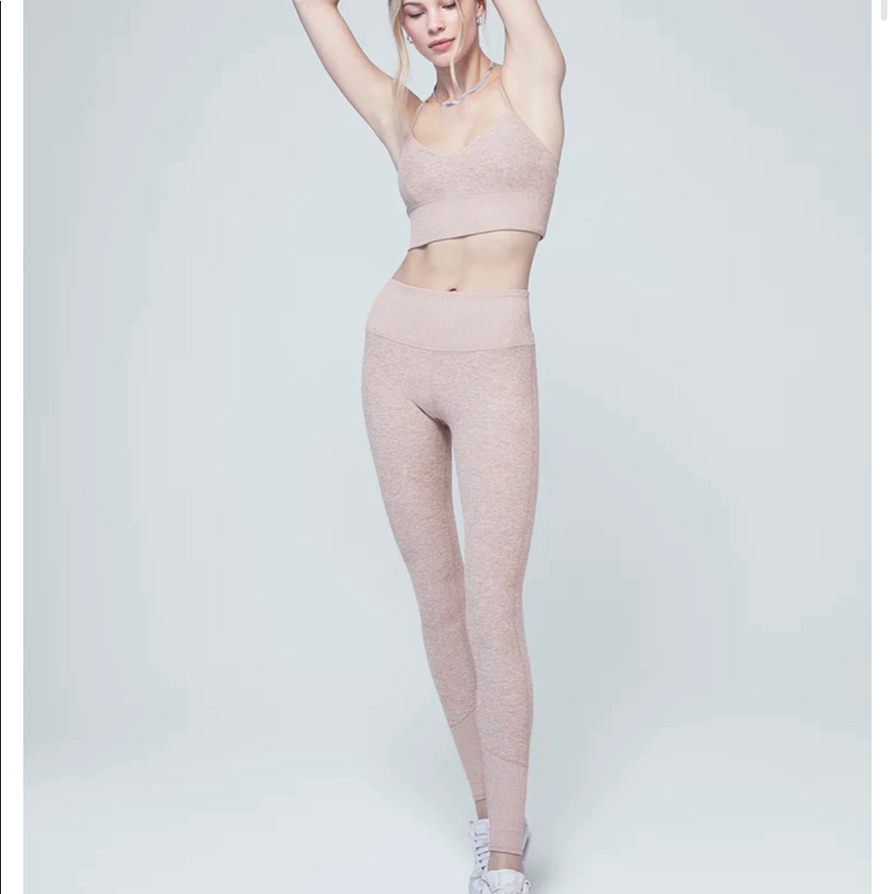 High-Rise Heathered Lounge Leggings- Pale Pink